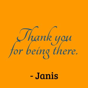 A message of thanks from alumni Janis