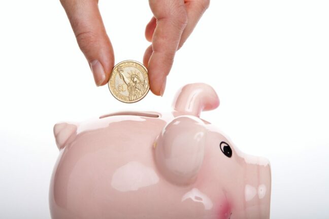 saving in a piggy bank