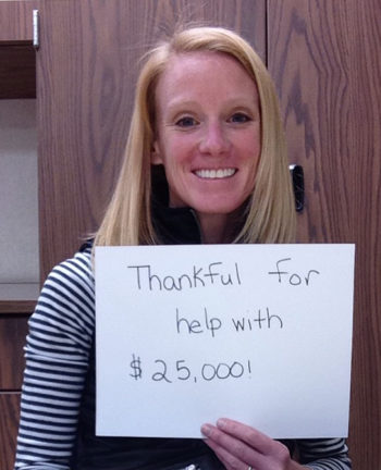 Ms. Adams is thankful for help with $25,000 in credit card debt