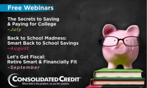 Consolidated Credit offers 3 free webinars 