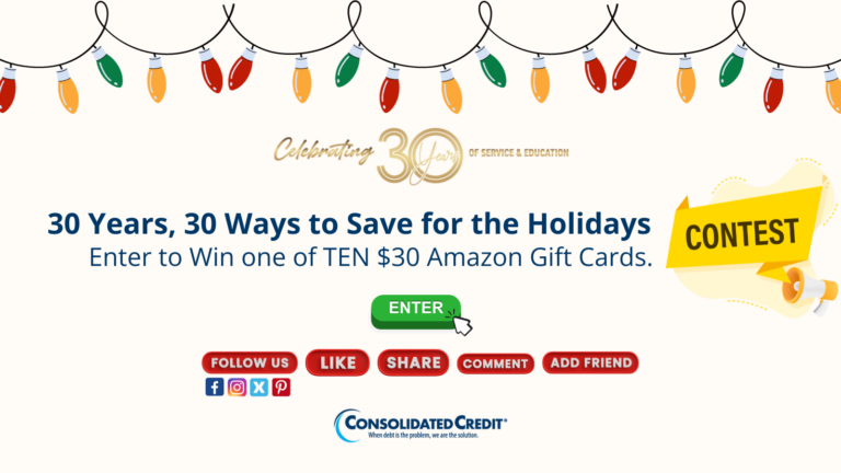 Consolidated Credit 30 Year Anniversary Giveaway Contest