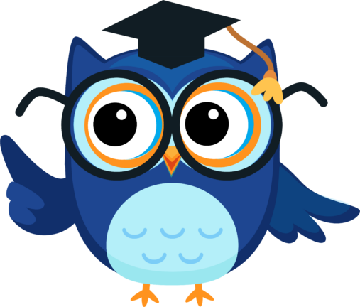 Consolidated Credit Owl Mascot illustration in Professor outfit